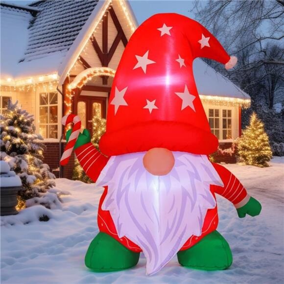 4FT Tall Christmas Inflatables Outdoor Decorations, Xmas Blow Up Gnomes - Picture 6 of 7